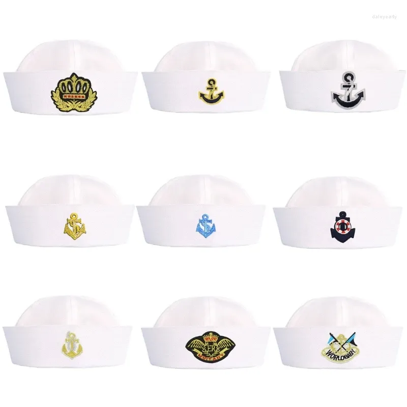 Berets Doce Meninas Chapéu de Marinheiro com Brim Roll-up Marinha Seafaring Bordado Âncoras Adulto Adolescentes Halloween Cosplay