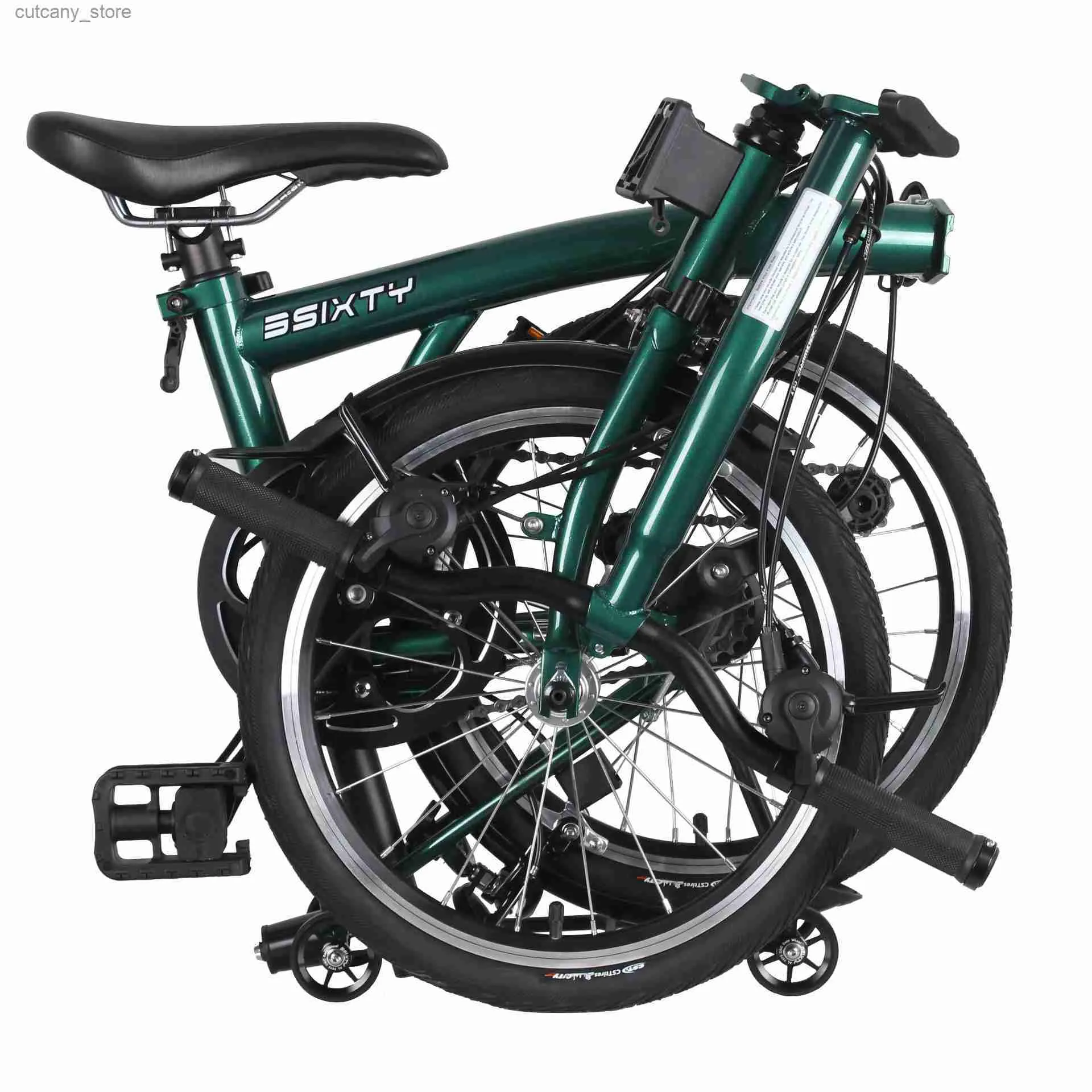 Bikes Ride-Ons 3SIXTY Folding Bike 6speed M Y S-Bar S6 Post Green L240319