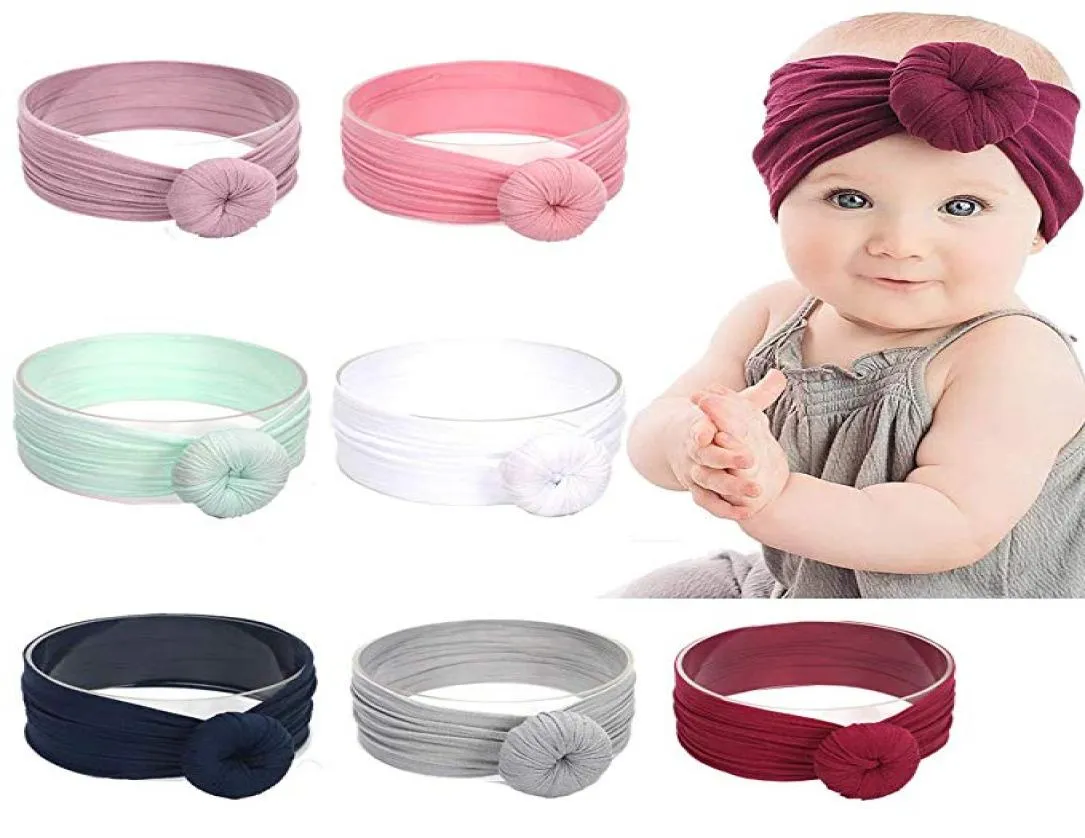 INS Baby Turban Diademas Redondas Bun Head Wrap Stretch Bow Cute Girls Elástico Suave Banda para el cabello Nylon Topknot Diadema Redonda BK21888652