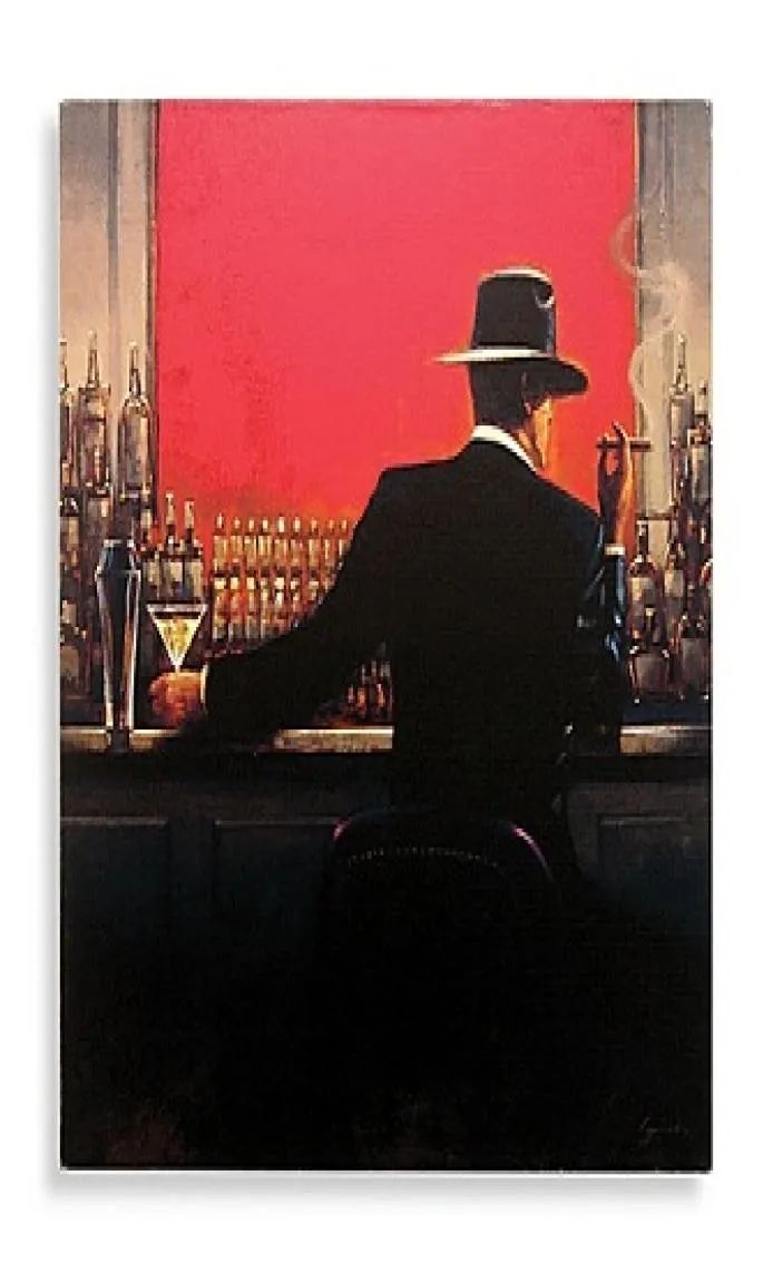 Cigar Bar Man by Brent LynchHandpainted HD Print Modern Decor Pop Art Oil Painting On CanvasMulti sizes Available mye1264530095