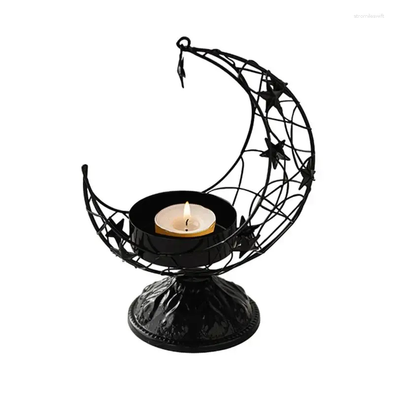 Candle Holders Metal Moon Holder Lamps Tealight Elegant Shape Hollow Out Design For Dining Table