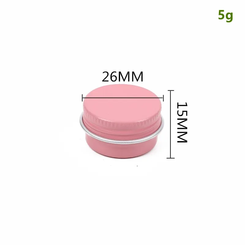 MINI 5G/5ML PINK فارغة جولة جولة عينة الألومنيوم مربع علب الشفة بلسم حاوية مستحضرات التجميل