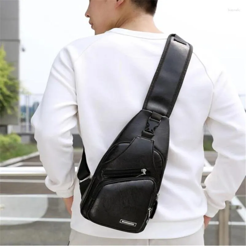 Sac à bandoulière pour hommes, chargeur USB, poitrine pour hommes, sac de taille antivol, sacoches de voyage, sangle arrière unique