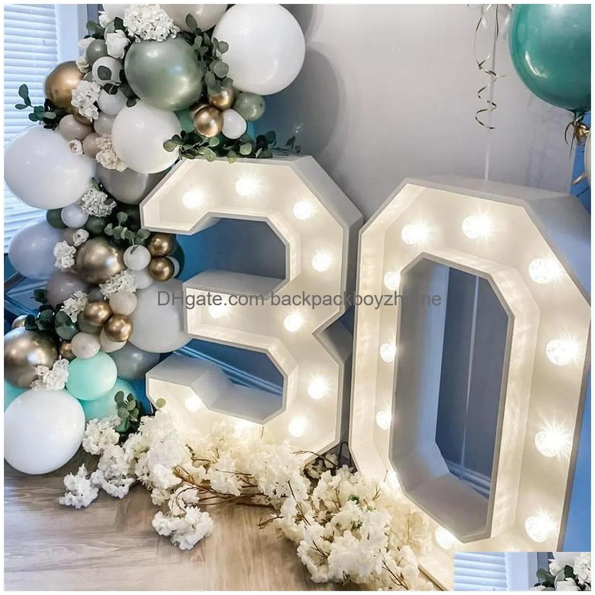 Otros suministros para fiestas de eventos 91,5 cm NT Figura de cumpleaños Caja de llenado de globos con 10 luces Número Marco Decoración Baby Shower Drop Deliv Dhgso