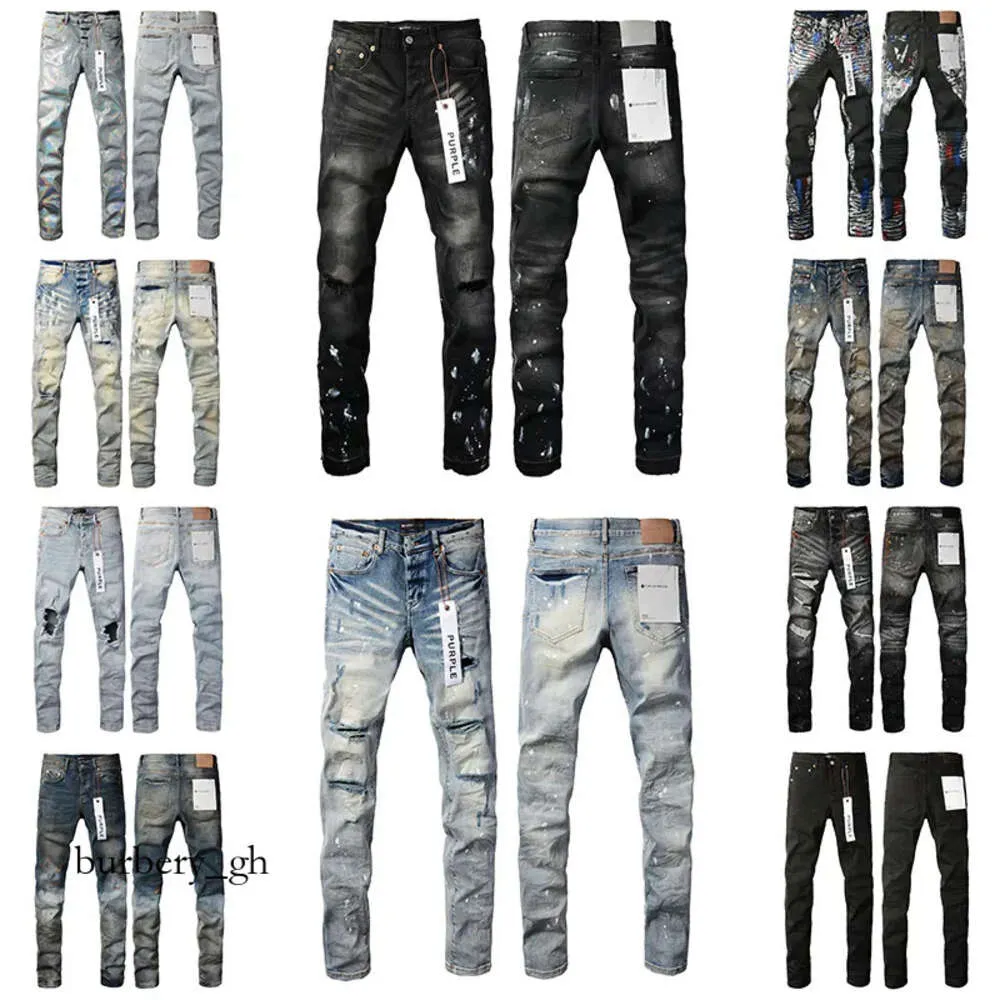 Purple Jeans Mens Womens High-quality Jeans Fashion Design Distressed Ripped Bikers Womens Denim Cargo for Men Black Pants 191