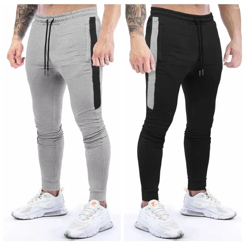 Pantalons pour hommes Hommes Formation Gym Track Pantalons de survêtement Joggers Casual Stripe Entraînement Zipper Pocket Fitness Mâle Gris Courir Sport Pantalon