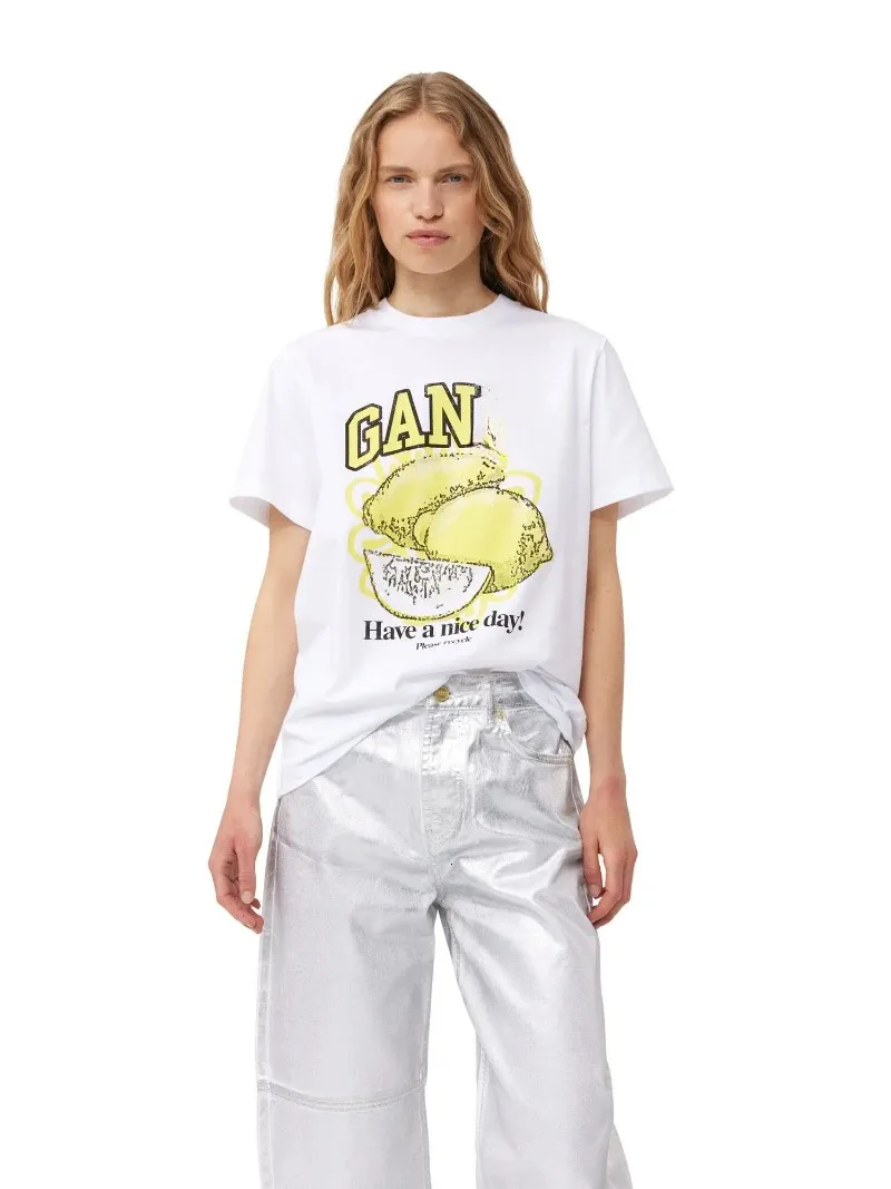 Ny Love Earth Letter Ceramic Round Neck Cotton Casual Trendy Mens Kort ärm T-shirt 240320