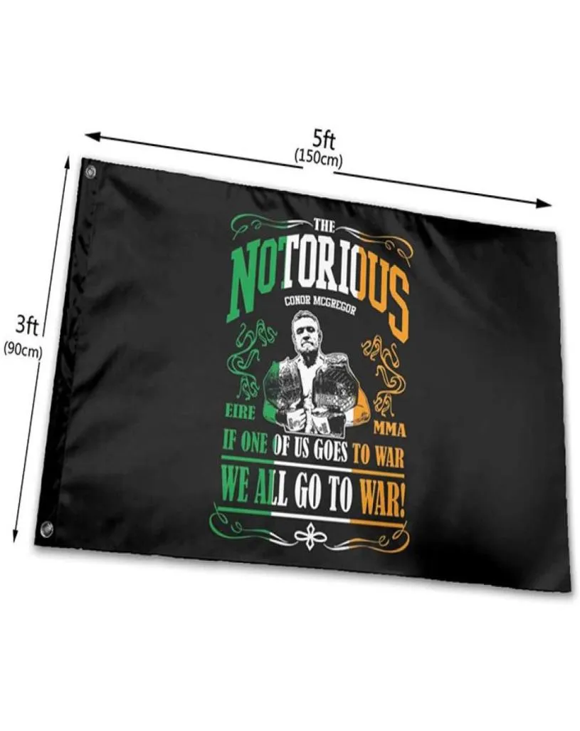 Conor McGregor 039Notorious039 Flaga 90x150cm 100D Poliester Sports Sports Outdoor lub Hal Club Druk Banner i flagi 5360184