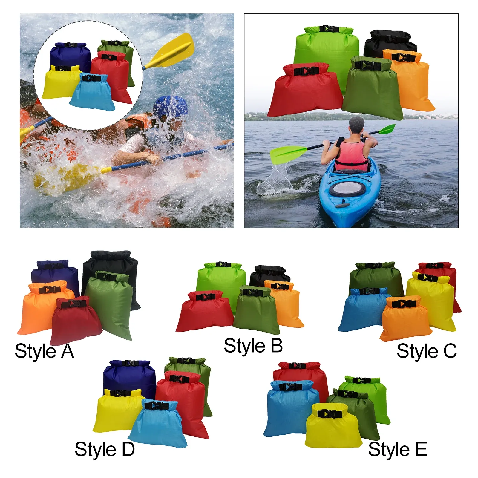 Sacchetti da 5 pezzi sacchetto asciutto borse impermeabile set di accessori robusti per il camino versatile per esterni per campeggio rafting in barca