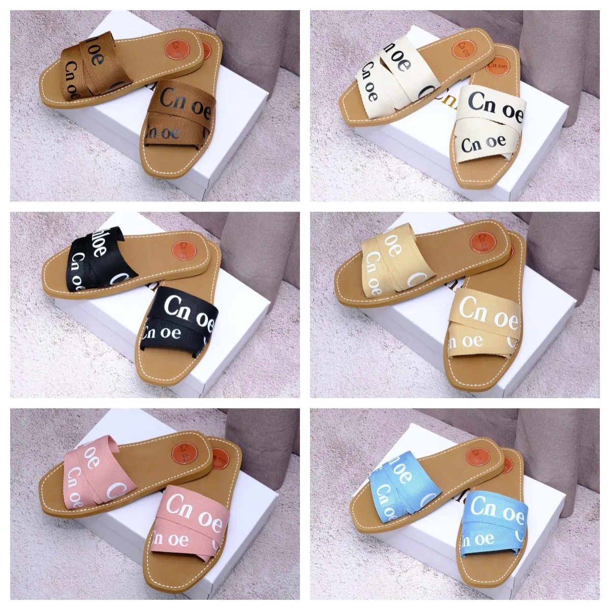 Ch designer sandals luxury women woody clogs mule flat sandals slide letter loafers slippers women pink slippers summer beach platform canvas herringbone shoes