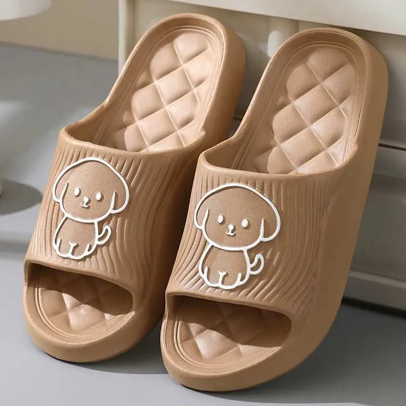 Slippers Women Men Home Indoor Cute Dog Print Slides Flat Cartoon Non-Slip Outdoor Beach Sandals Shower Shoes01UX7P H240322