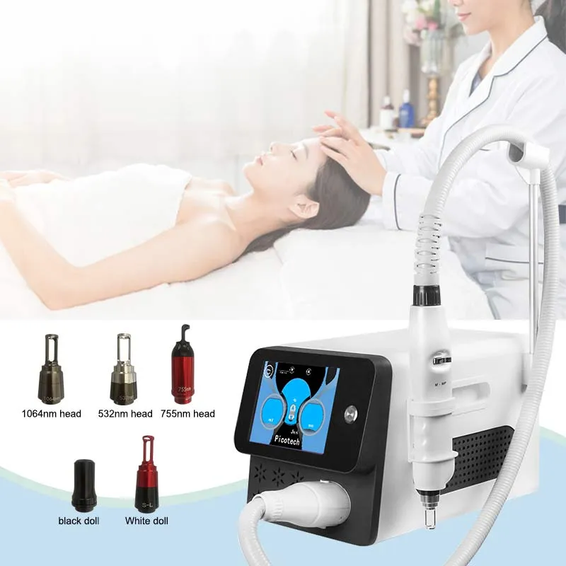 755nm 1064nm 532nm Q switch Nd yag Pico Laser Tattoo Removal Freckles Birthmark Black Face Doll Lip Line Removal Beauty Machine