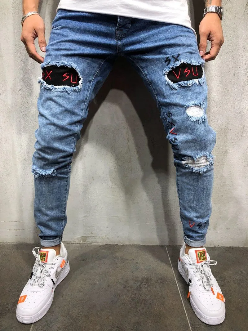 Herren Jeans 2023 Herren Zerrissene Hosen Designer Jean Hombre Hosen Männer Stickerei Arbeit Zerrissene Für Tren Motorrad Hose Drop Lieferung App Dhvh9