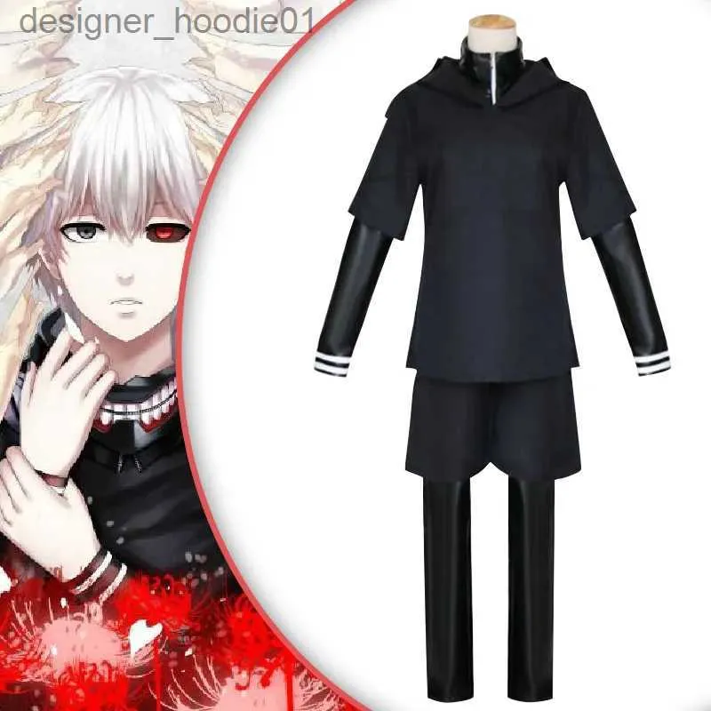 cosplay anime kostymer japanska anime tokyo ghoul roll-spelande kaneki ken roll-playing come on hoodie jacka shorts full set mens uniform maskc24320