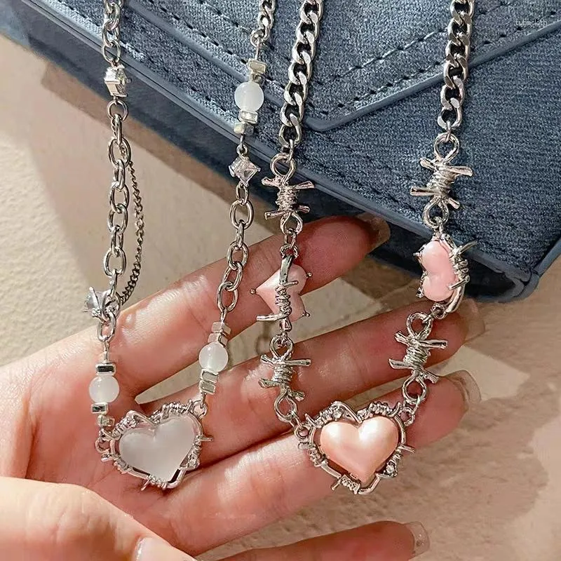 Pendentif Colliers Kpop Y2K Goth Vintage Harajuku Mignon Amour Coeur Thorn Chaîne Collier Egirl Party Esthétique Bijoux EMO Grunge Accessoires