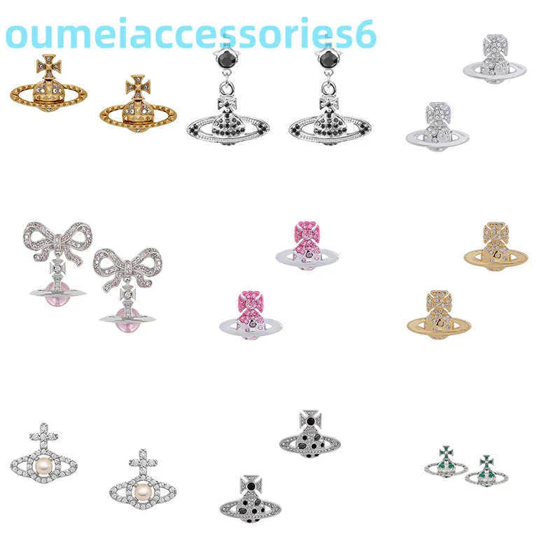 Branddesigner Western Empress Dowagerearring Stud Stud Saturn Mulheres Moda Amor Luz Versátil Brincos Commuter