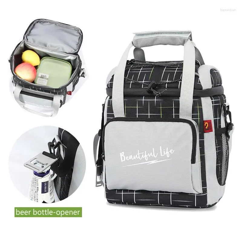 Sacs de rangement Sac de refroidisseur de mode avec ouvreur Portable déjeuner Bento thermique étanche isolé pique-nique bière sac à main 16 capacité
