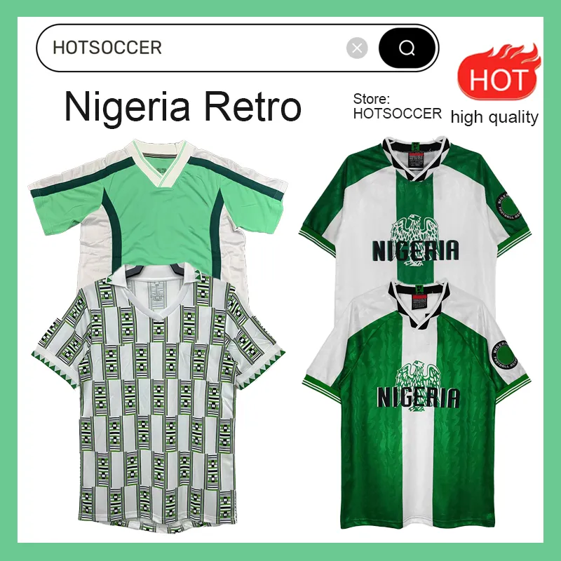 Retro Nigeria 1994 Home Away Soccer Jerseys Kanu Okocha Finidi Nwogu Futbol Kit Vintage Footbool Jersey Classic Shirt 1996 1998 Hotsoccer