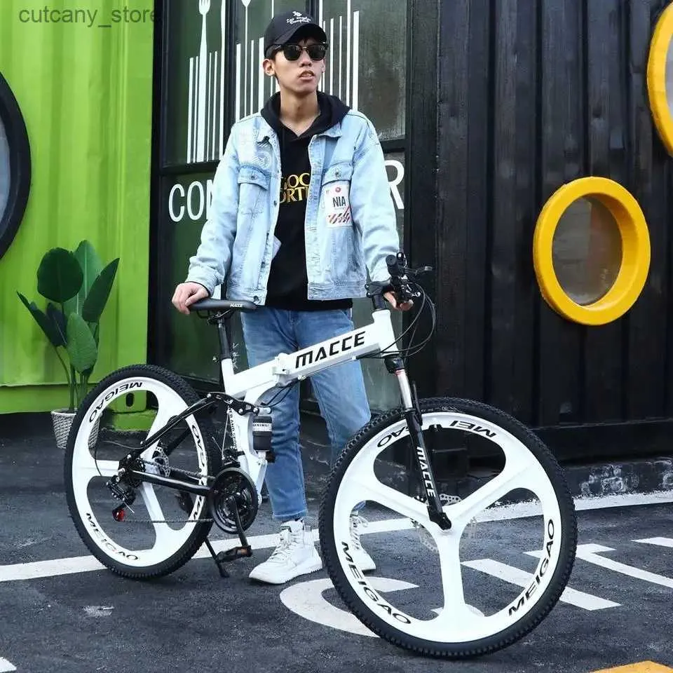 DHgate MACCE 26 Folding Bike 21 24 27S Double Disc Brakes Outdoor Cycling Mountain Bike L240319 Toys Gifts