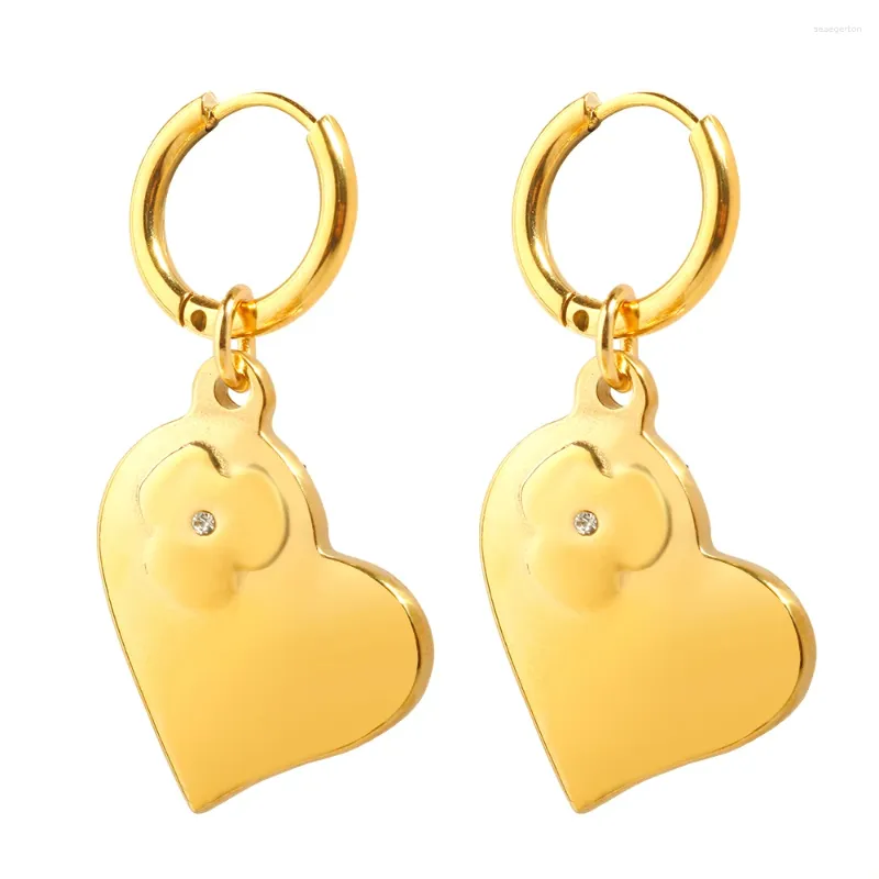 Boucles d'oreilles JINHUI mode pendentif d'amour irrégulier incrustation de cristal de luxe couleur or 18 carats en acier inoxydable pour femmes bijoux