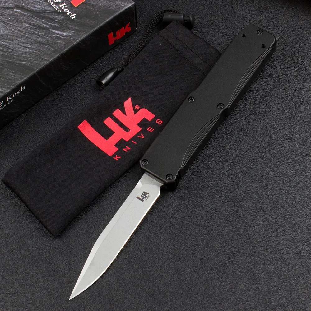 Nya HK 14850/14800 Knives D2 Blade 6061-T6 HANDLAR LACK HUNT UTomoor Rescue Vandring Självförsvar Taktiska Auto Knife EDC Tools