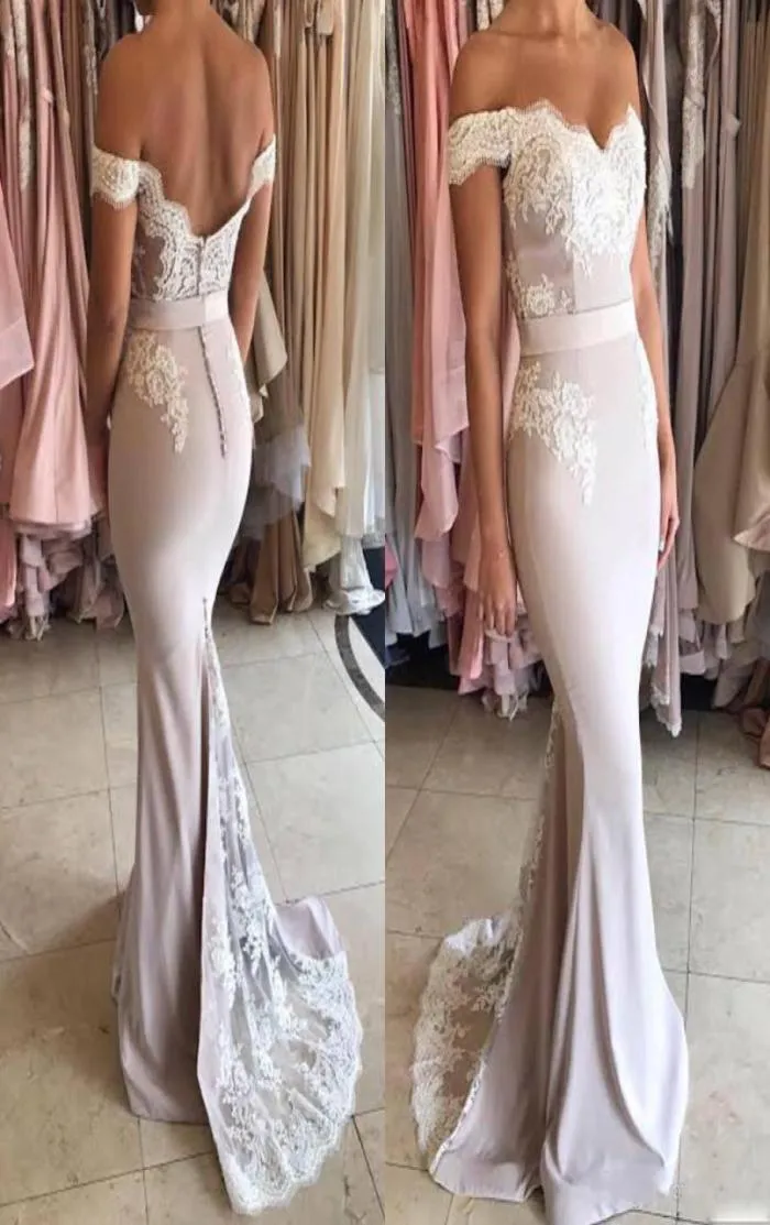 2018 Cheap Sexy Off Shoulder Bridemaid Dresses Lace Mermaid Floor Length Wedding Bride Dresses Pluse Size Bridesmaid Women Party G6874221