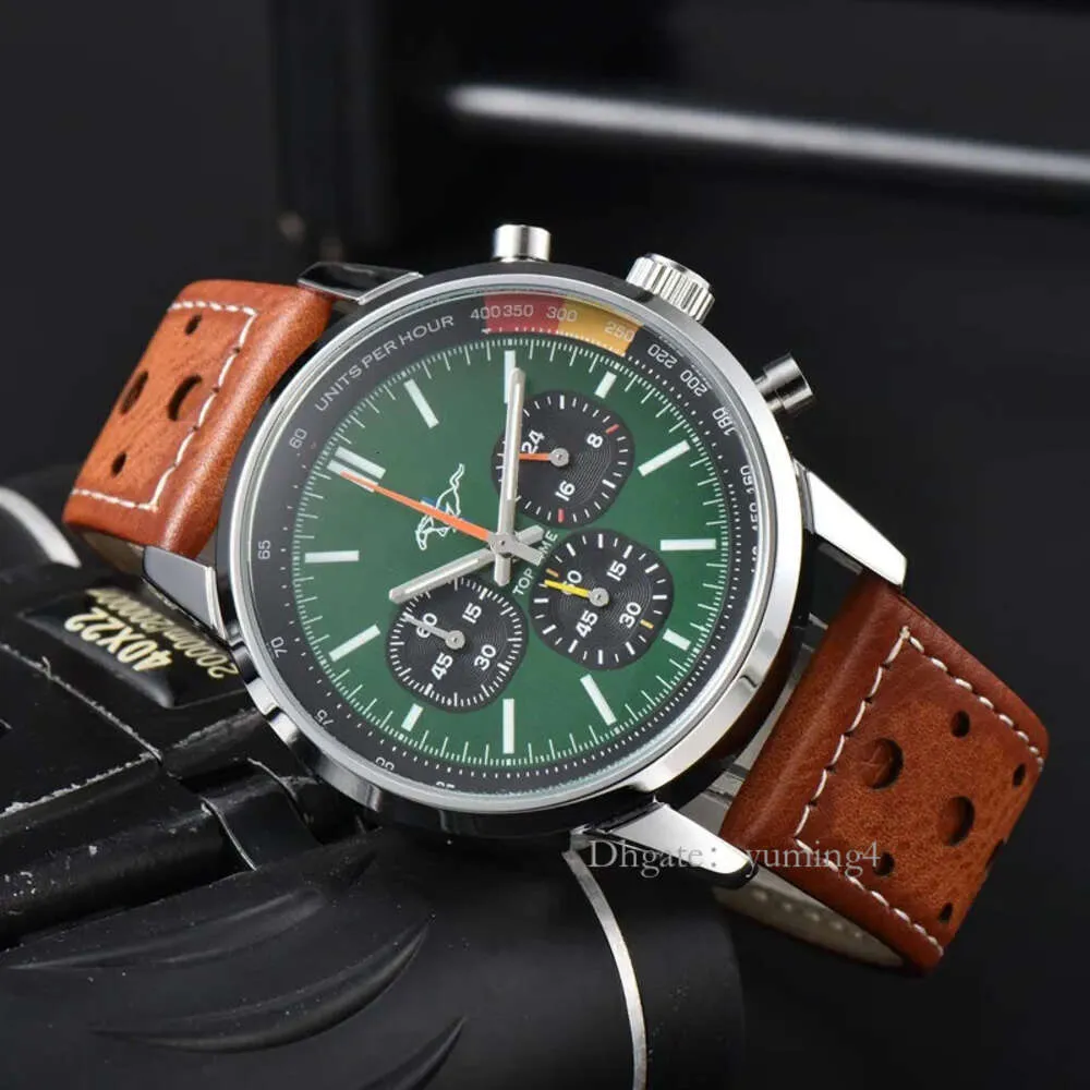 Breitl Wrist for Men 2023 Mens Watches Six Needles All Dial Work Quartz Watch High Quality Top Brand Chronograph Clock Leather and Steel Belt Fashion