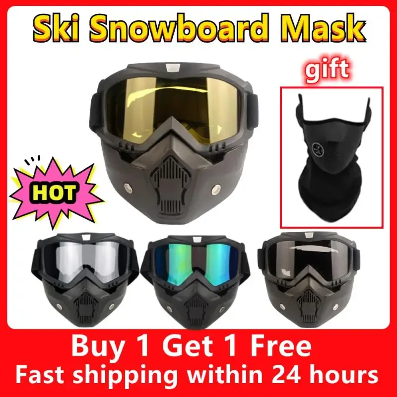 Eyewear Unisex Ski Snowboard Mask Snowmobile Skiing Goggle Windproof Motocross Cycling Glass Safety Eyewear With Mouth Ski Accessoarer