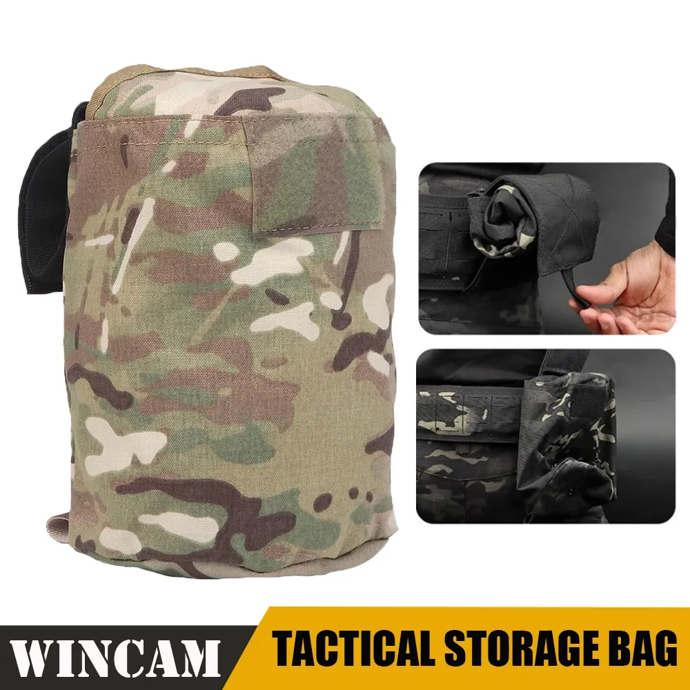 Çantalar taktik askeri avcılık çantası molle büyük kapasiteli katlanabilir bel torbası dergisi kurtarma çöpü kese poşeti airsoft paintball aksesuar