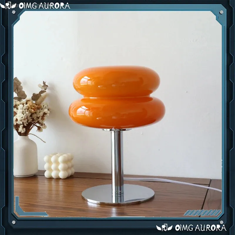 Macaron Glass Table Lamp Trichromatic Escurecimento Sala de estar Atmosfera Lâmpadas Proteção para os Olhos Luz Noite Menina Quarto Cabeceira Decoração 240305