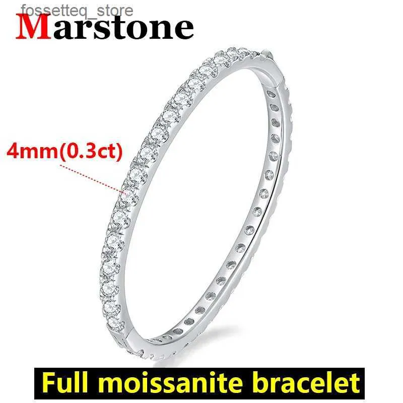 Charme Pulseiras 4mm Full Moissanite Diamante Mulheres Top Quality Original 925 Sterling Silver Rose Gold Hoop Tennis Novo 2023 L240320