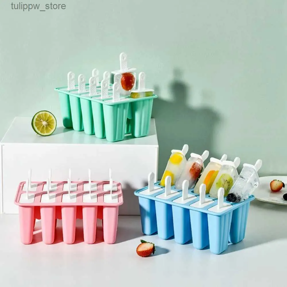 Outils de crème glacée Moule à glace en Silicone moule à glace de qualité alimentaire avec poignée bricolage plateau à glaçons d'été réutilisable crème glacée pour enfants L240319