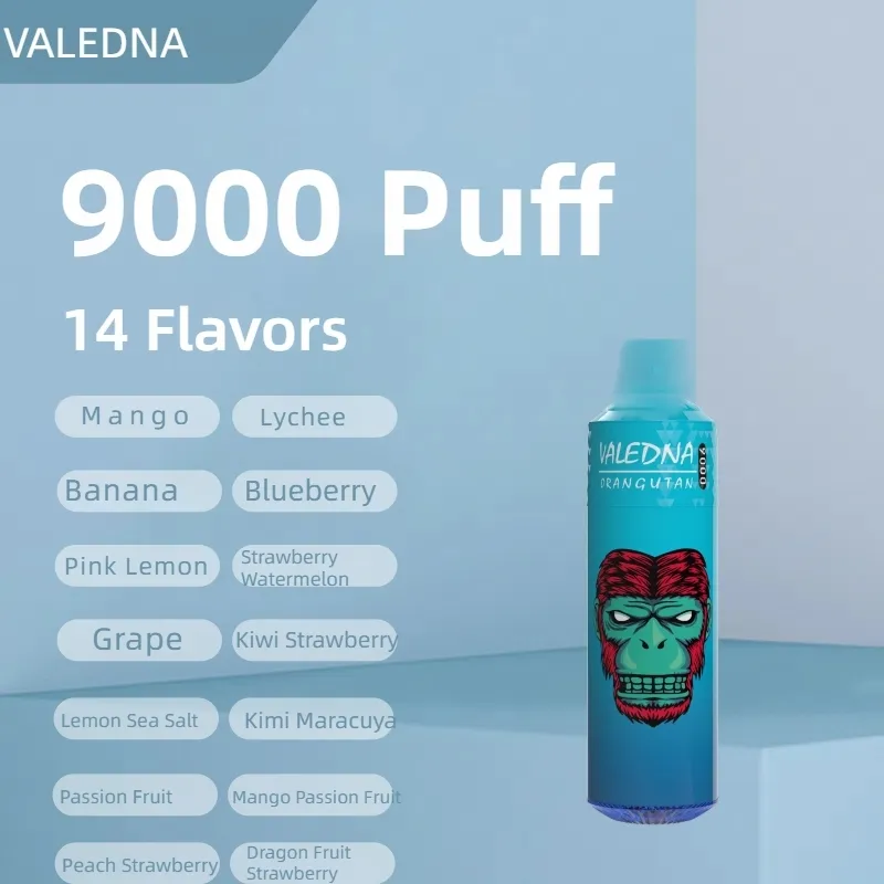 Valedna Vapes 9000 P Banana Ice Penna a vapore usa e getta Sigarette elettroniche Pod da 14 ml 6 colori luminosi Pod di vapore al 5% regolabile in aria Separazione del nucleo dell'olio 9K 055008