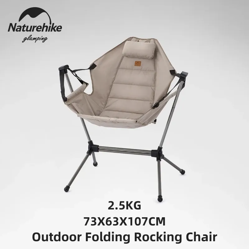 Furnishings Naturehike New in Outdoor Camping Folding Rocking Chair Portable Folding Rocking Hike Chair Recliner Leisure Camping Beach Chair