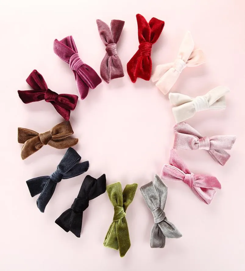 Fashion Velvet Kids Girls Hair Clips Single Bows Baby Girls Hairpins Sweet Lovely Bow Hair Barrettes New Baby Bands7073909