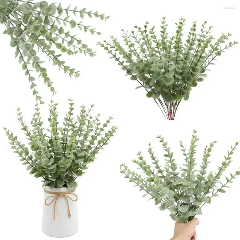 Dekorativa blommor 10st/set eucalyptus Artificial Leaf Easy Use Simulation Plastic Fake Plants bleknar inte hemrekvisita