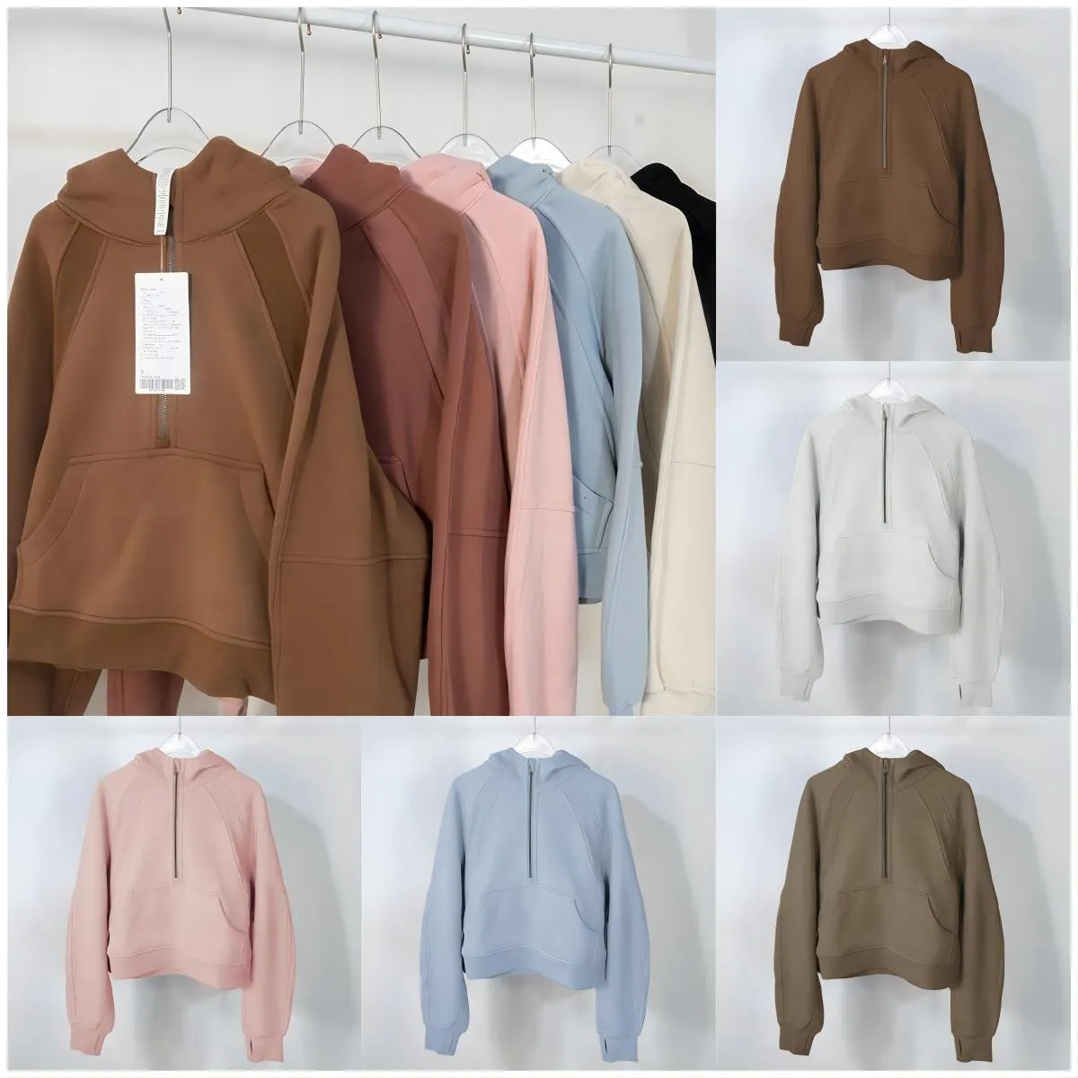 Lu158 – robe de Yoga pour femmes, sweat à capuche, demi-fermeture éclair, pull ample, Style court, en peluche, automne/hiver