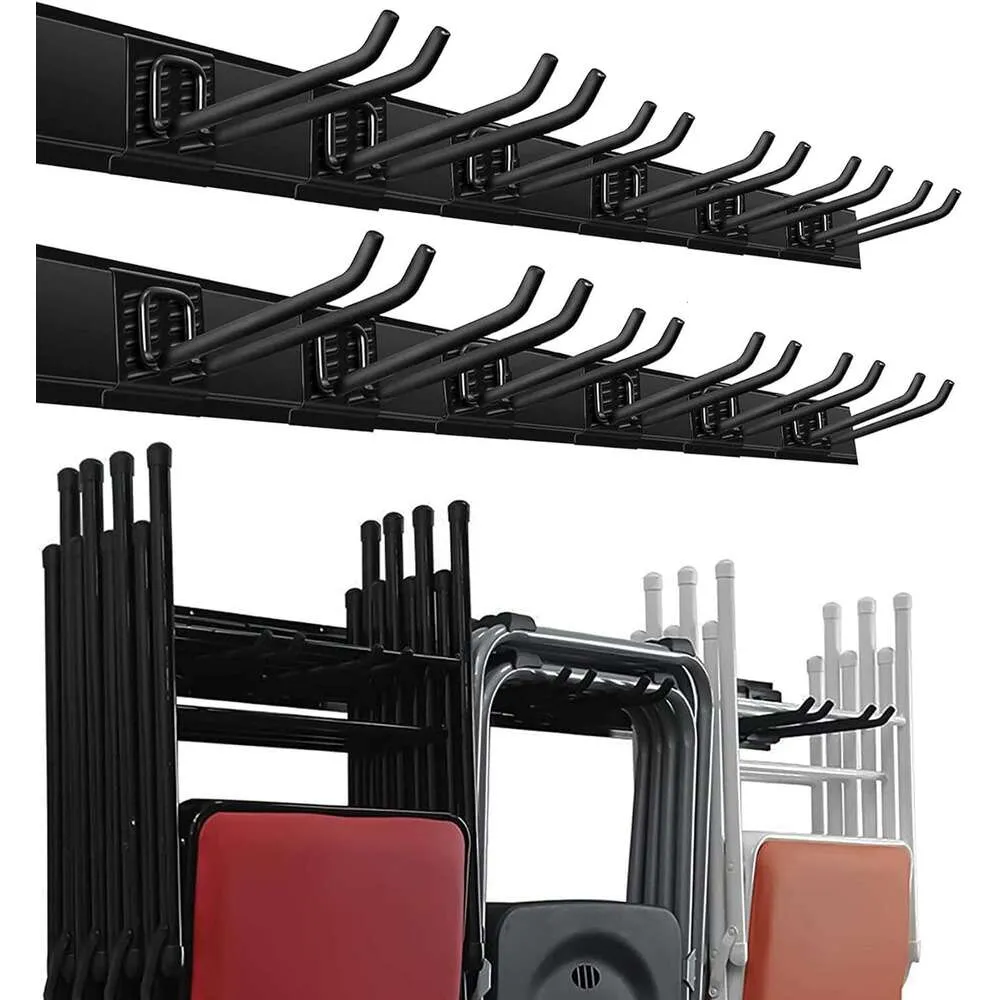 Wallmaster Garage Storage Organization Wall Mount, Garden Tool Rack Organizer Heavy Duty Folding Stolhängare med 12 justerbara krokar 96 tum spår Maxbelastning