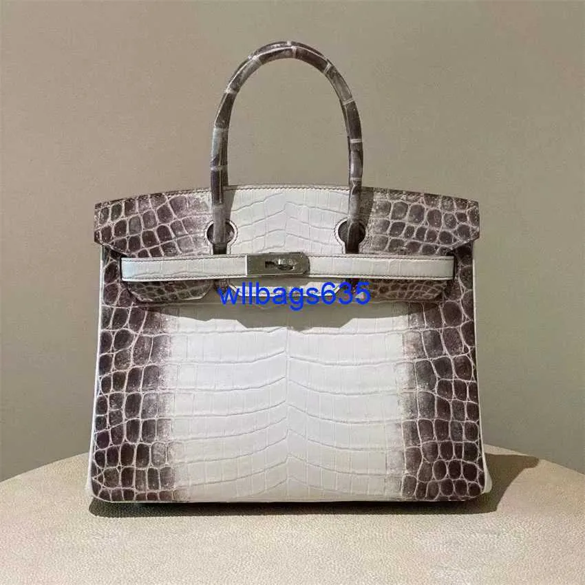 Tote Bags Himalaya Crocodile Handbag Genuine Imported Xinglong Pi Himalayan White Nile Crocodile Skin Platinum Bag Womens Bag Handbag Handm have logo HB26VF