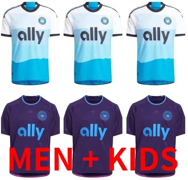2024 2025 Charlotte Soccer Jerseys FC Home Away Fans Player Version Copetti Football Shirt billig 24 25 Men Kids Kit Bronico Vargas Bender Tuiloma Malanda