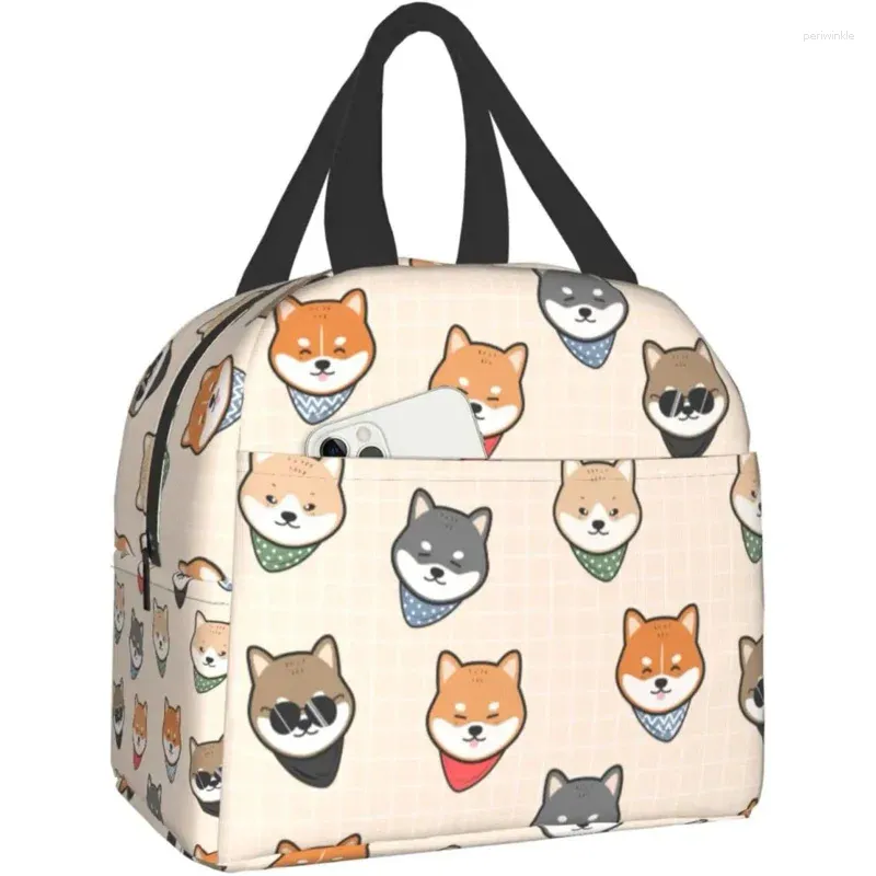 Borse contenitore Teen Cute Japanese Dog Shiba Scatola da pranzo isolata Borsa termica riutilizzabile impermeabile termica per lavoro Escursionismo Picnic