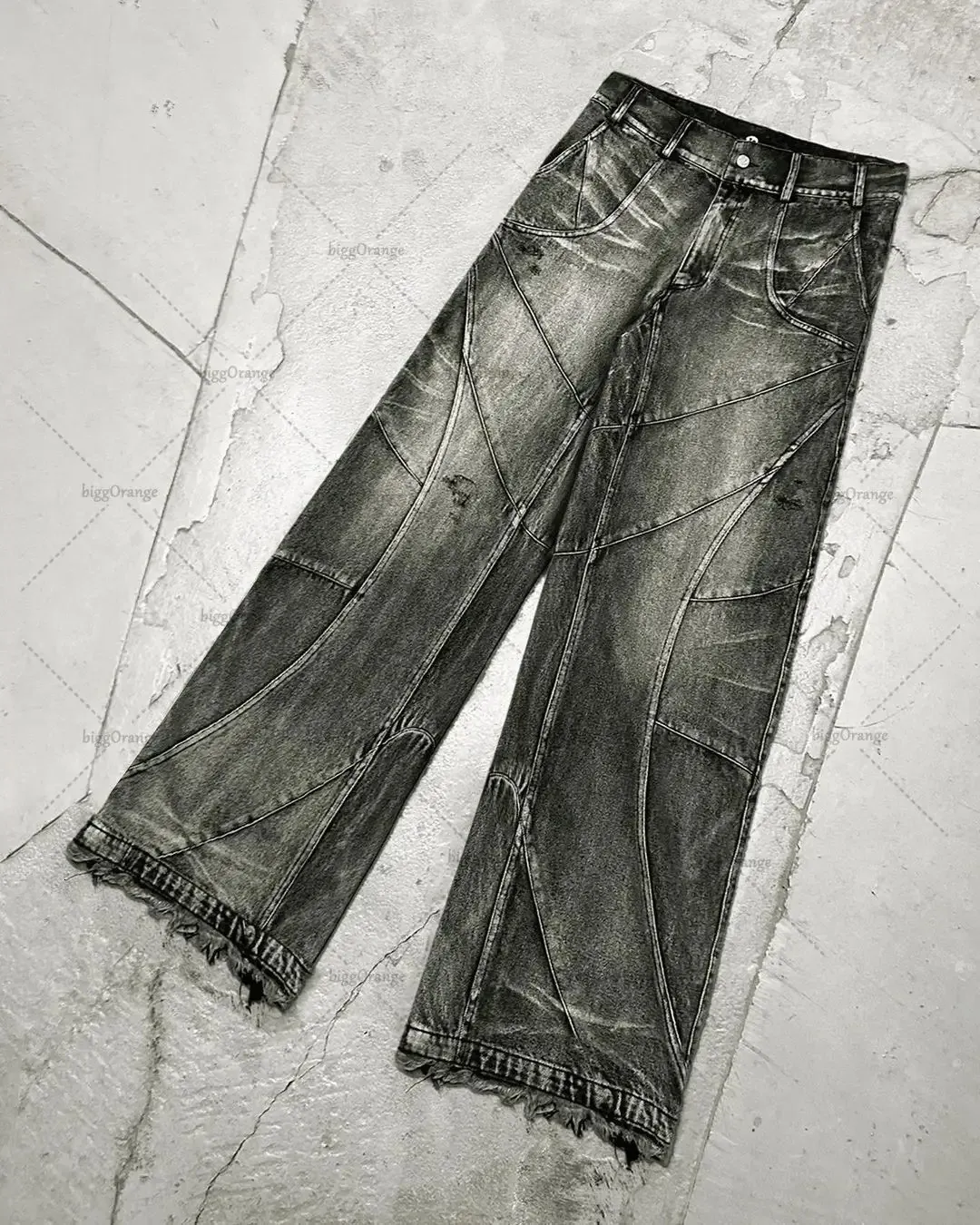 Y2K Détruit Couture Jeans Hommes Noir Lavé Jeans Style Gothique Rue Tendance Vêtements Rétro Lâche Pantalon Large Fall Guys 240313