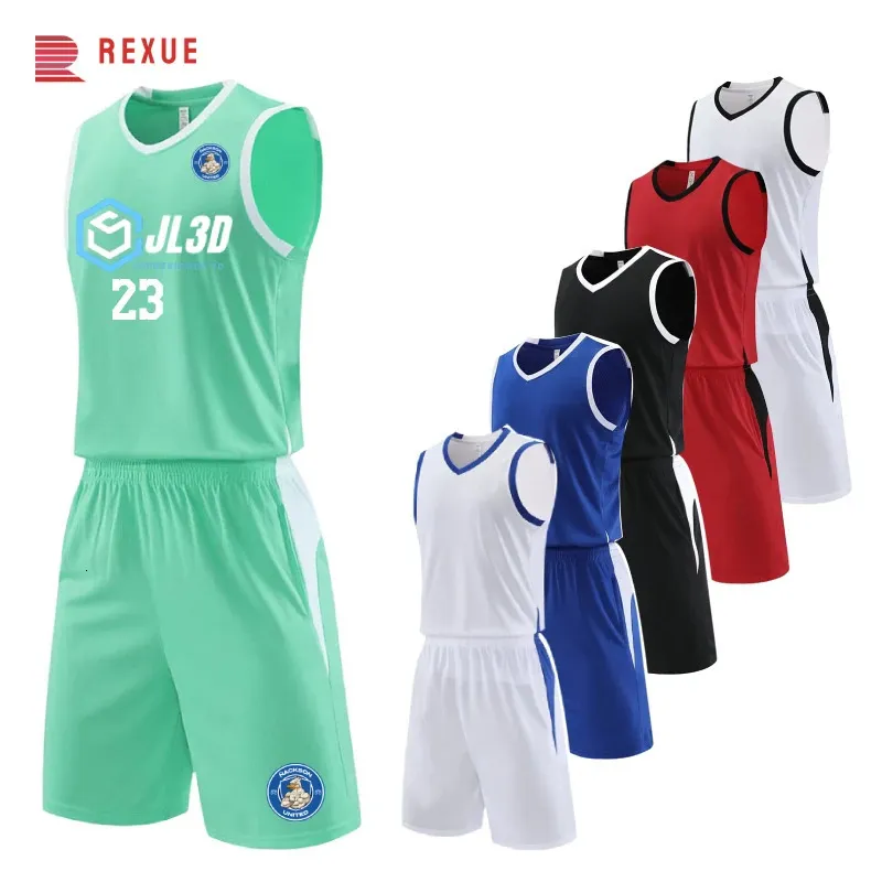 Big Size Basketball Jerseys Set for Men Children Basketball Vest Uniforms Tom Custom Running Training Loose Jerseys Suits Tank 240315