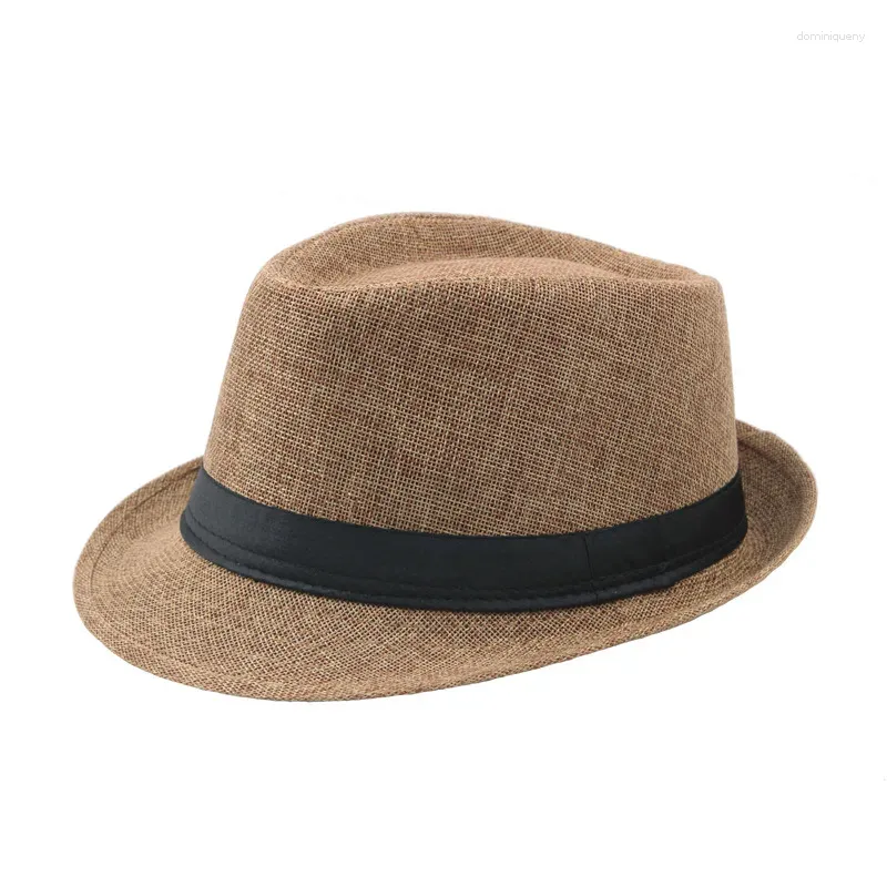 Bérets Chapeaux D'été Hommes Chapeau Haut-de-Forme Pour Femmes Plage Fedoras Décontracté Panama Soleil Jazz Casquettes Léger Respirant Style Britannique