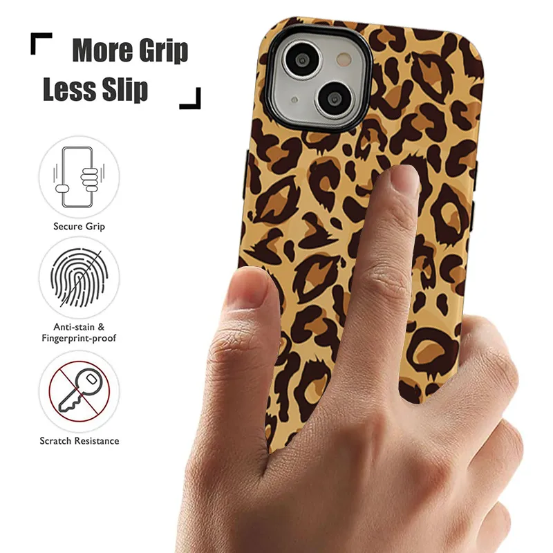 CASEiST Fashion 2 in 1 Hybrid Leopard Design Heavy Duty Dual Layer Cheetah Zebra Tiger Custom Print Phone Case Cover For iPhone 15 14 13 12 11 Pro Max XS XR 8 7 Plus