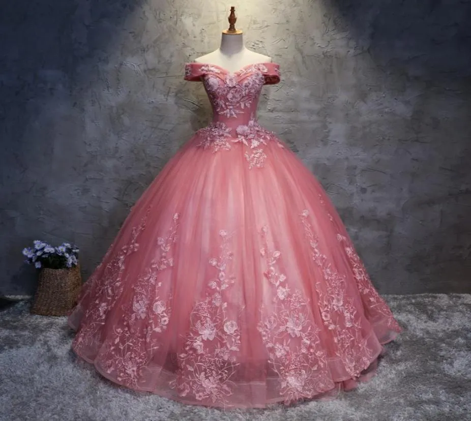 2021 Quinceanera klänningar applikationer elegant vackra parti prom formella blommor tryck bollklänningar vestidos de 15 anos qc14685268889