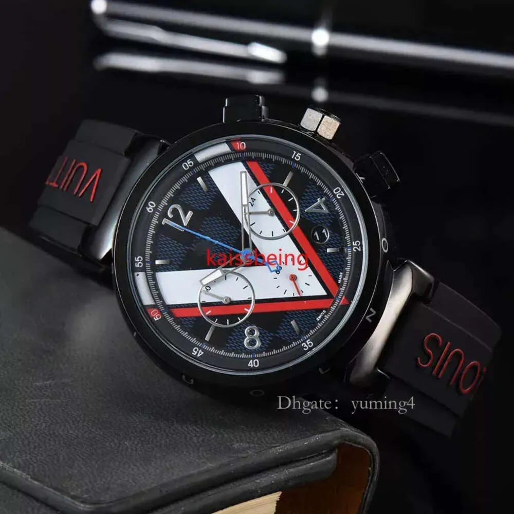 2024 Men's Quartz Watch Fashion Leisure V-word Multi Functional Calendar Waterproof Belt Watches