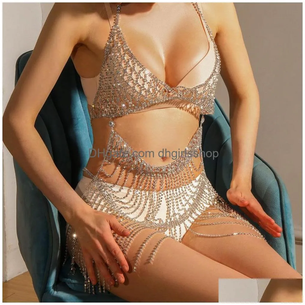 Diğer Stonefans Lüks Püskül Kristal Bodysuit Yalıcı Mücevherleri Parlayan Kadınlar için Y FL Zinciri Niglub 221008 Damla Teslimat Gövdesi Dhiqp