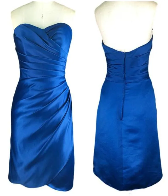 Abiti da cocktail party con scollo a cuore sexy con volant corti Nuovo 2019 Immagine reale economica Breve blu royal in raso per ragazze Guaina attillata Prom Dres8761730