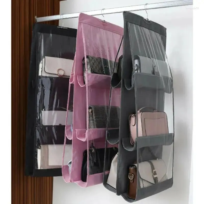 Opbergzakken 6/8 zakken Opvouwbare doorzichtige hangende portemonnee Handtas Tote Organizer Deur Diverse zakhanger Kastrek